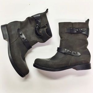 rag & bone Black Suede Moto Boots - 9